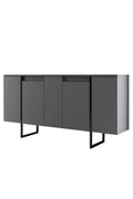 Comoda LUXE, PAL melaminat/metal, gri antracit/negru, 160×35×80 cm