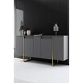 Comoda living gri LUXE, PAL melaminat/metal, gri antracit/auriu, 160×35×80 cm