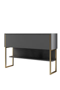 Consola LUXE, PAL melaminat/metal, gri antracit/auriu, 120×30×80 cm