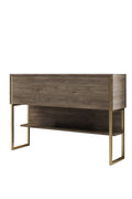Consola LUXE, PAL melaminat/metal, stejar canyon/auriu, 120×30×80 cm