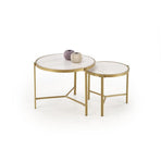 Set 2 masute FATIMA, alb/auriu, ceramica/metal, 63x50/48x43 cm