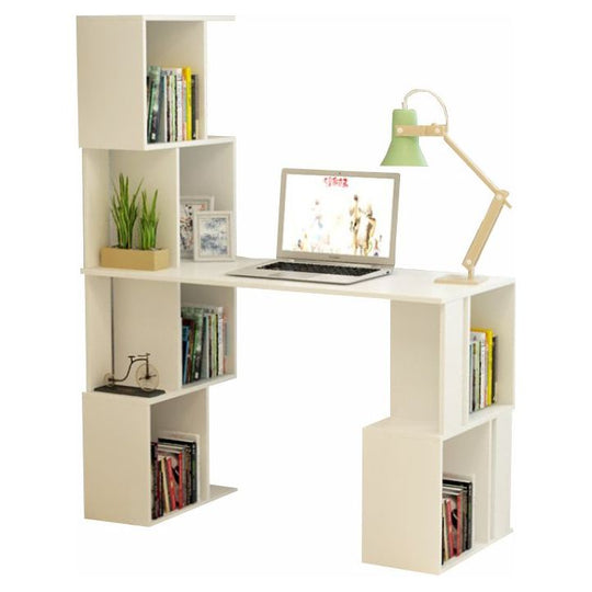 Birou FLOKI NEW, cu raft, alb, 120x60x150 cm