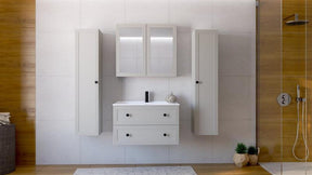 Dulap baie TORETO, casmir mat, PAL laminat, cu oglinzi, 80x15x70 cm