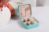 Cutie bijuterii 649LFT1102, verde menta, piele, 10x6 cm