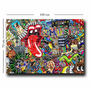 Tablou 649THL1149, multicolor, panza/lemn, 100x70 cm