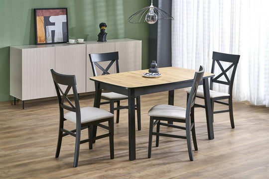 Masa extensibila BARRIL, stejar artisan/negru, 130/170x80x72 cm