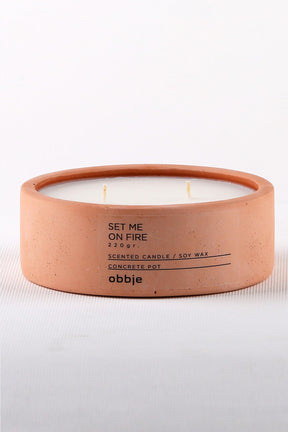 Lumanare 665CST1103, portocaliu, beton/parafina, 12x12x5 cm