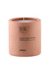 Lumanare 665CST1108, roz, beton/parafina, 9x9x9 cm