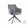 Scaun cu stofa din catifea Azalia, gri inchis, 61x44x86 cm
