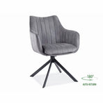 Scaun cu stofa din catifea Azalia, gri inchis, 61x44x86 cm