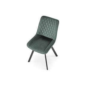 Scaun tapitat K520, verde/negru, stofa catifelata, rotativ, 45x63x80 cm