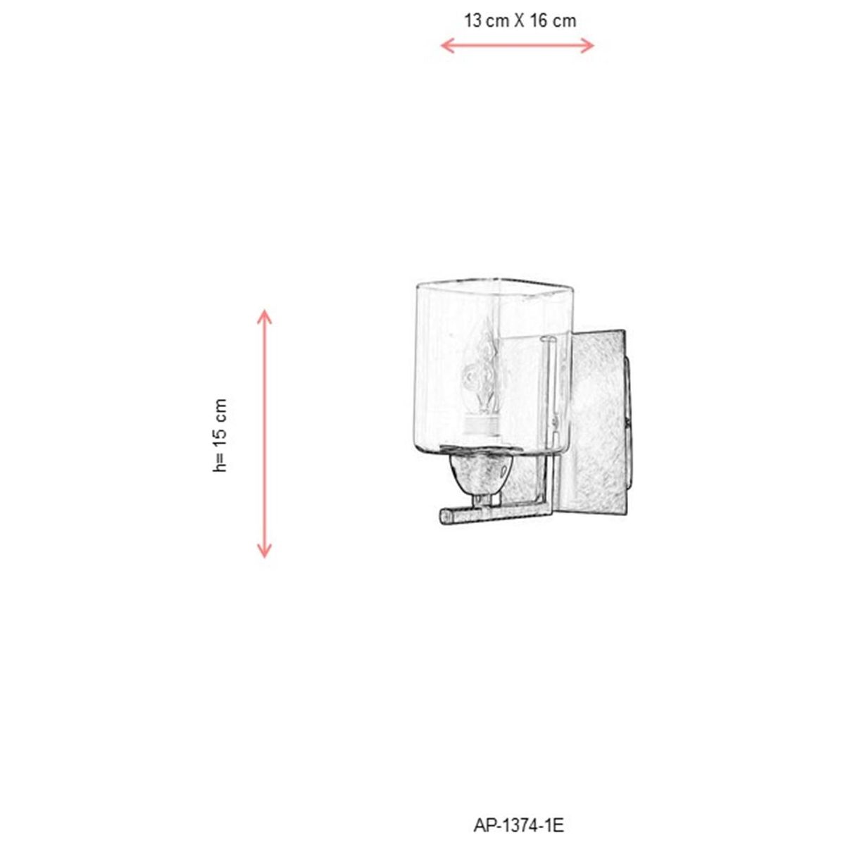 Lampa de perete AP-1374-1E, auriu, metal/sticla, 13x16 cm
