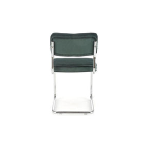 Scaun tapitat K510, verde inchis, stofa catifelata/otel cromat, 49x55x85 cm