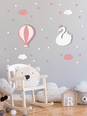 Set accesorii decorative YL433, alb/roz, lemn
