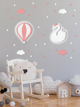 Set accesorii decorative YL433, alb/roz, lemn