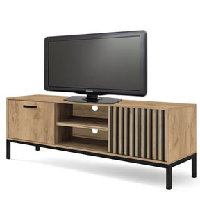 Comoda TV LAMINO RTV-1, stejar/negru, PAL laminat/polipropilena, 180x40x48 cm