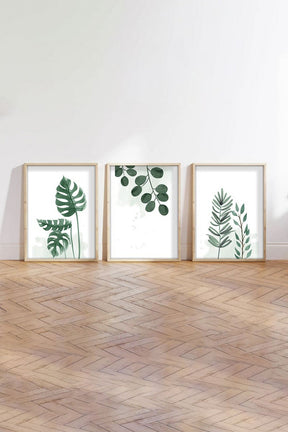 Set 3 tablouri HUHU193, verde, 20x30 cm