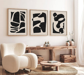 Set 3 tablouri HUHU201, negru/crem, 20x30 cm