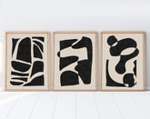 Set 3 tablouri HUHU201, negru/crem, 20x30 cm