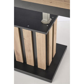 Masa extensibila BARETTI, stejar artizanal/negru, pal furniruit, 130/170x60x65/82 cm