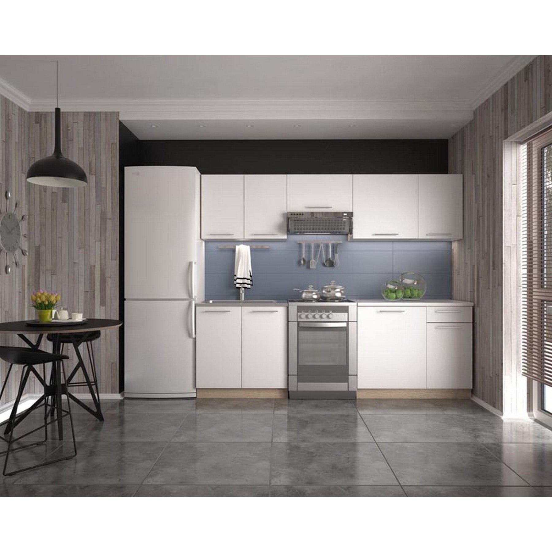 Set bucatarie DARIA, alb/stejar sonoma, PAL laminat, 240 cm