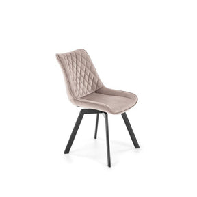 Scaun rotativ K520, bej/negru, stofa catifelata/metal, 45x63x80 cm