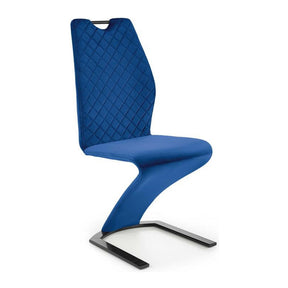 Scaun tapitat K442, albastru, stofa catifelata, 46x61x102 cm