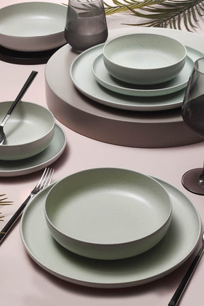 Set de cina MOD16YS720162, 16 piese, verde deschis, portelan