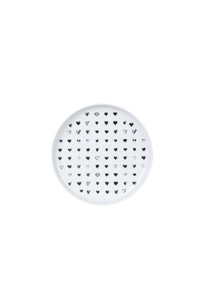 Set 4 farfurii pentru desert 710KTP3639, alb/negru, portelan, 15 cm