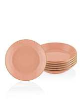 Set 6 farfurii BSC0017, roz, ceramica, 20x3 cm