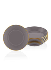 Set 6 farfurii BSC0024, gri, ceramica, 20x3 cm