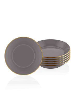 Set 6 farfurii BSC0024, gri, ceramica, 20x3 cm