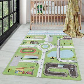 Covor PLAY, 100x150 cm, forma dreptunghiulara, material sintetic, verde, 2902