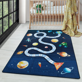 Covor PLAY, 120x170 cm, forma dreptunghiulara, material sintetic, albastru inchis, 2910