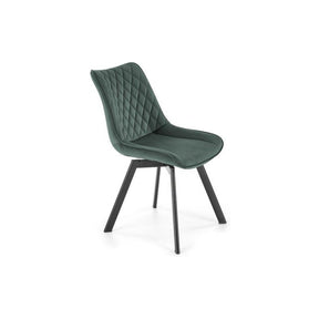 Scaun tapitat K520, verde/negru, stofa catifelata, rotativ, 45x63x80 cm