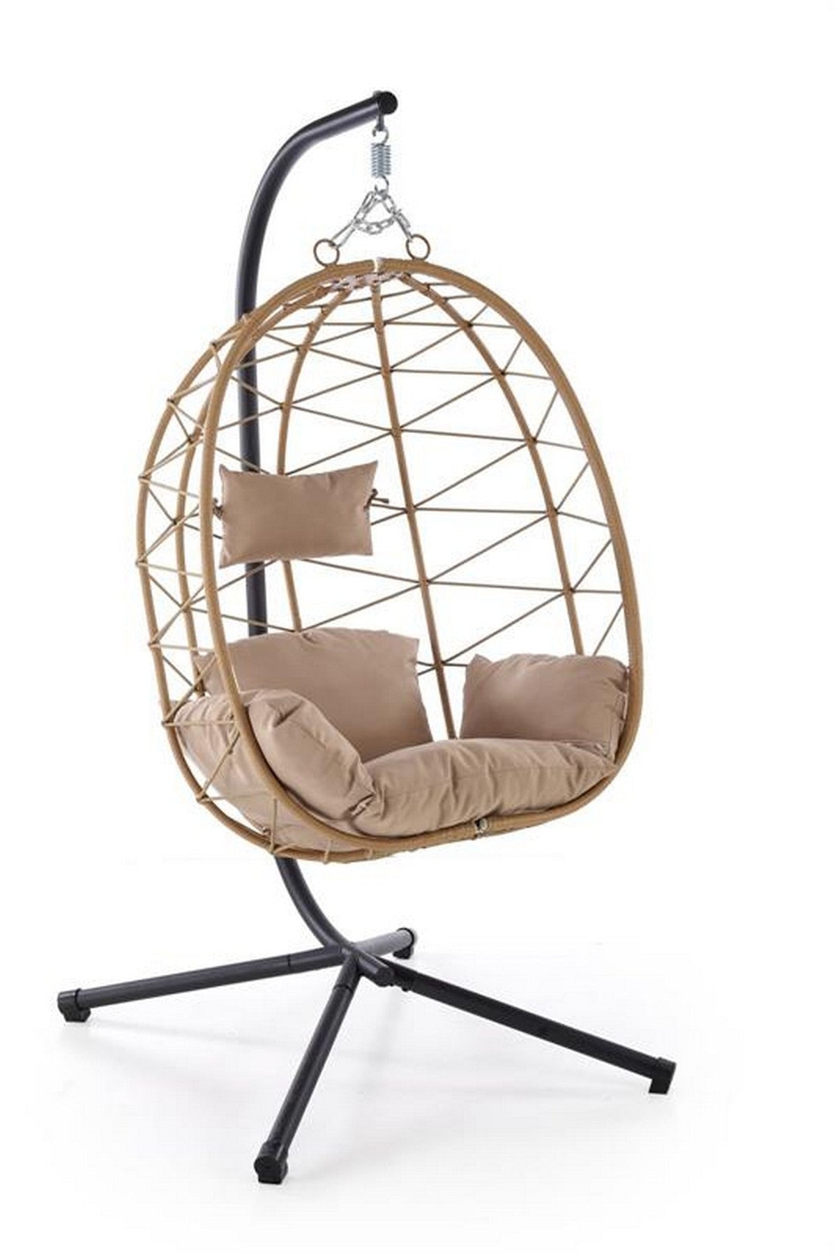 Balansoar gradina SNAKE, stejar/negru, ratan/otel, 90x100x191 cm