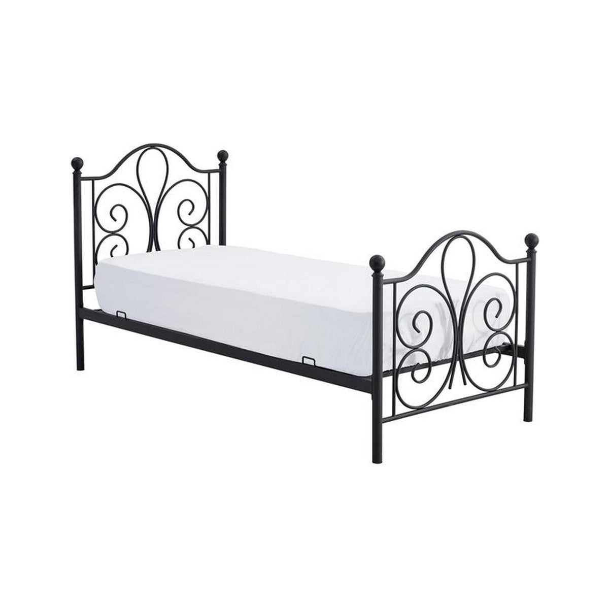 Pat PANAMA 90, negru, cadru metalic, 94x209x93 cm