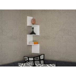 Raft de perete Corner, alb, pal melaminat, 25x25x105 cm