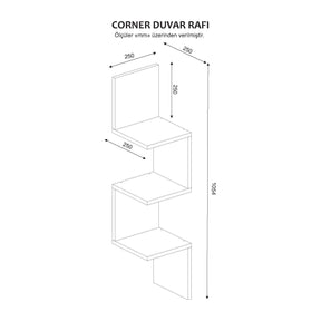 Raft de perete Corner, alb, pal melaminat, 25x25x105 cm