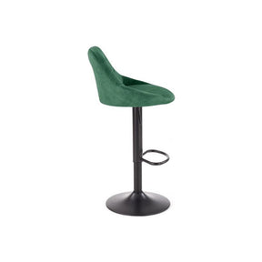 Scaun bar H101, verde/negru, stofa catifelata/metal, 47x45x106 cm