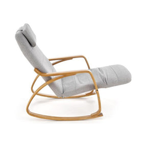 Fotoliu relaxare PRIME, gri, stofa/lemn masiv, 58x93x100 cm