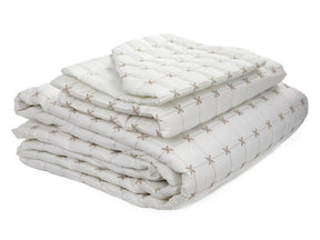 Set cuvertura pat dublu 773NVA1247, crem, bumbac, 250x260 cm, cu 3 fete de perna