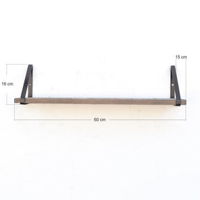 Polita LAM023, stejar inchis/negru, lemn/metal, 60x15x16 cm