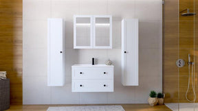 Dulap baie suspendat TORETO, alb mat, PAL laminat, cu 2 sertare, 80x45x46 cm