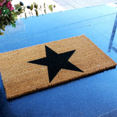 Covor intrare STAR, 70x40 cm, forma dreptunghiulara, fibre de cocos, maro/negru