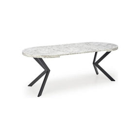 Masa extensibila PERONI, alb/gri/negru, PAL furniruit /otel, 100/250x100x75 cm