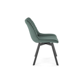 Scaun tapitat K520, verde/negru, stofa catifelata, rotativ, 45x63x80 cm