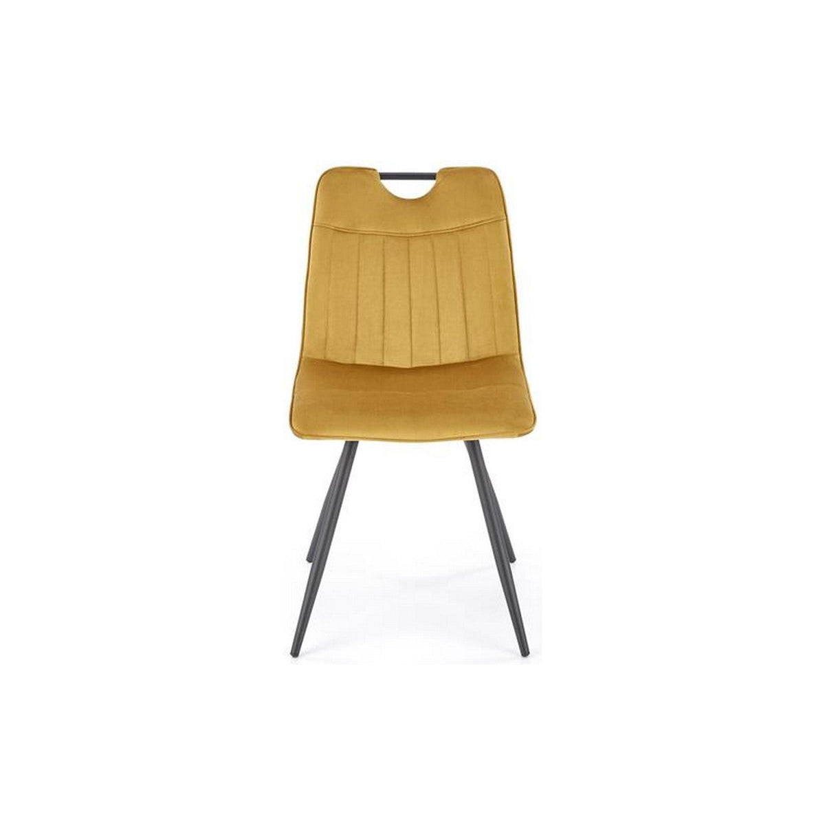 Scaun tapitat K521, galben mustar/negru, stofa catifelata, 46x58x83 cm