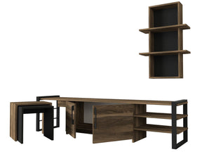 Set comoda TV si raft EPICA, nuc/negru, PAL melaminat