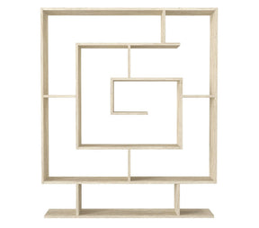 Biblioteca SARMASIK, PAL melaminat, efect de piatră travertin, 125×22×150 cm